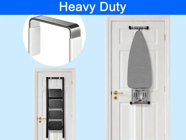 Alt view image 4 of 6 - Mars-Rock Single Over Door Steel Hooks 2 Pack, Fit 1-3/8" Door, 5.5" White