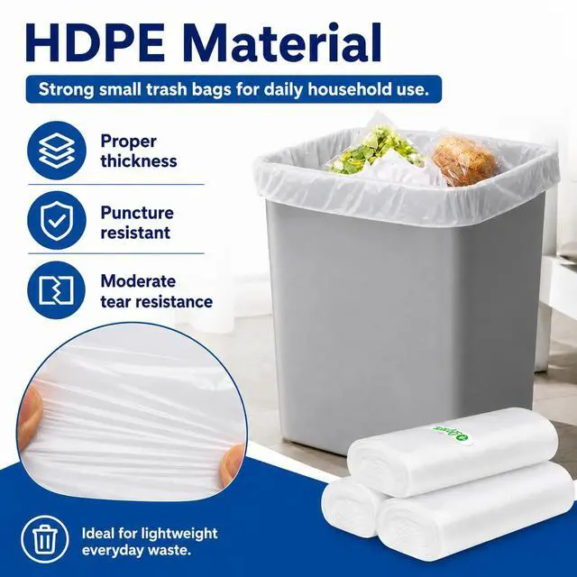 Alt view image 7 of 7 - Teivio 3 Gallon 120 Counts Small Trash Bags, Waste Basket Liners for Bathroom Home Office Kitchen, Clear