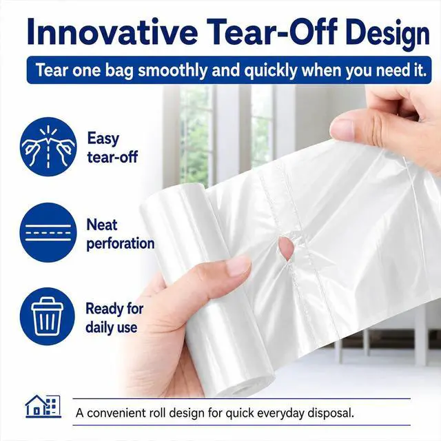 Alt view image 6 of 7 - Teivio 3 Gallon 120 Counts Small Trash Bags, Waste Basket Liners for Bathroom Home Office Kitchen, Clear
