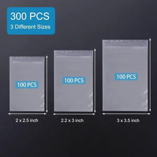 Alt view image 2 of 6 - Mini Plastic Bags 300 PCS 3 Assorted Sizes