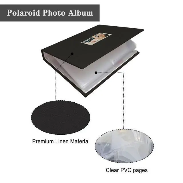 Alt view image 4 of 6 - Fujifilm 208 Photos Mini Instant Film Photo Album, 2x3 Inch, Linen Hardcover, Black, 1 Pack