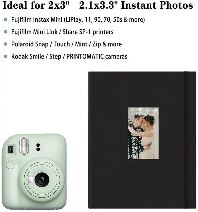 Alt view image 6 of 6 - Fujifilm 208 Photos Mini Instant Film Photo Album, 2x3 Inch, Linen Hardcover, Black, 1 Pack