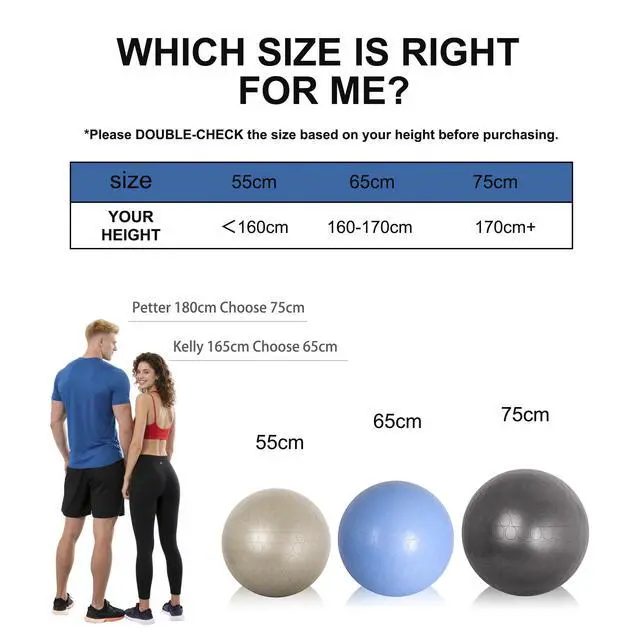 Alt view image 3 of 7 - Athletic Works 75 cm Anti-Burst Exercise Yoga Ball with Foot Pump
