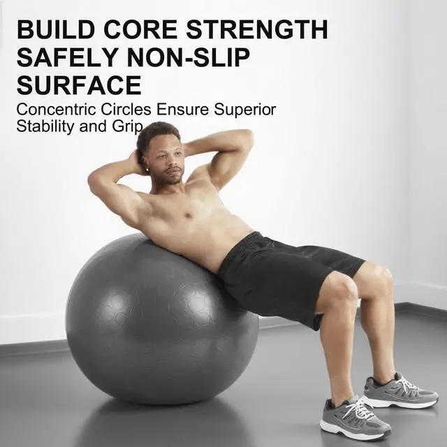 Alt view image 4 of 7 - Athletic Works 75 cm Anti-Burst Exercise Yoga Ball with Foot Pump
