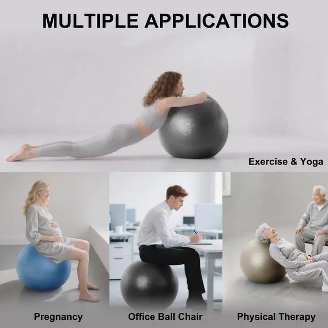 Alt view image 6 of 7 - Athletic Works 75 cm Anti-Burst Exercise Yoga Ball with Foot Pump