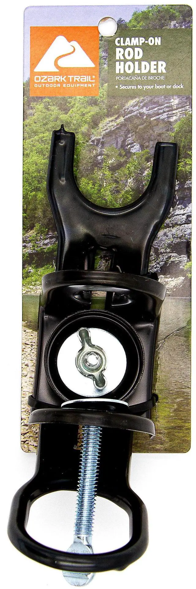 Alt view image 4 of 6 - 2-Pack Ozark Trail Adjustable Clamp-On Fishing Rod Holder with Rubber-Coated Clamp for Flat Mounting Surfaces
