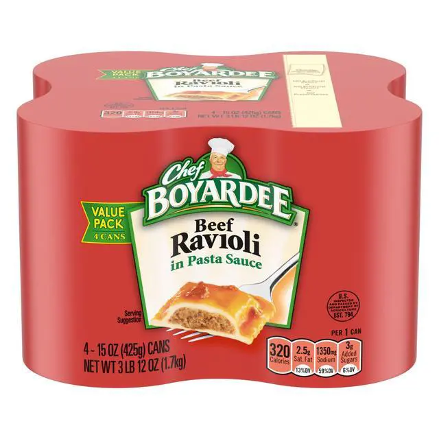 Alt view image 2 of 5 - Chef Boyardee Beef Ravioli in Pasta Sauce, Ready-to-Eat Meal, 15 oz. Can (3 pack) (Pack of 4)