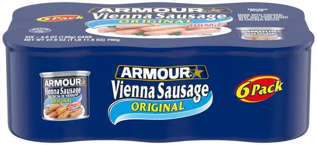 Main image of Armour Star Vienna Sausage Original Flavor 7g Protein Per Serving 4.6 oz Can Pack of 6