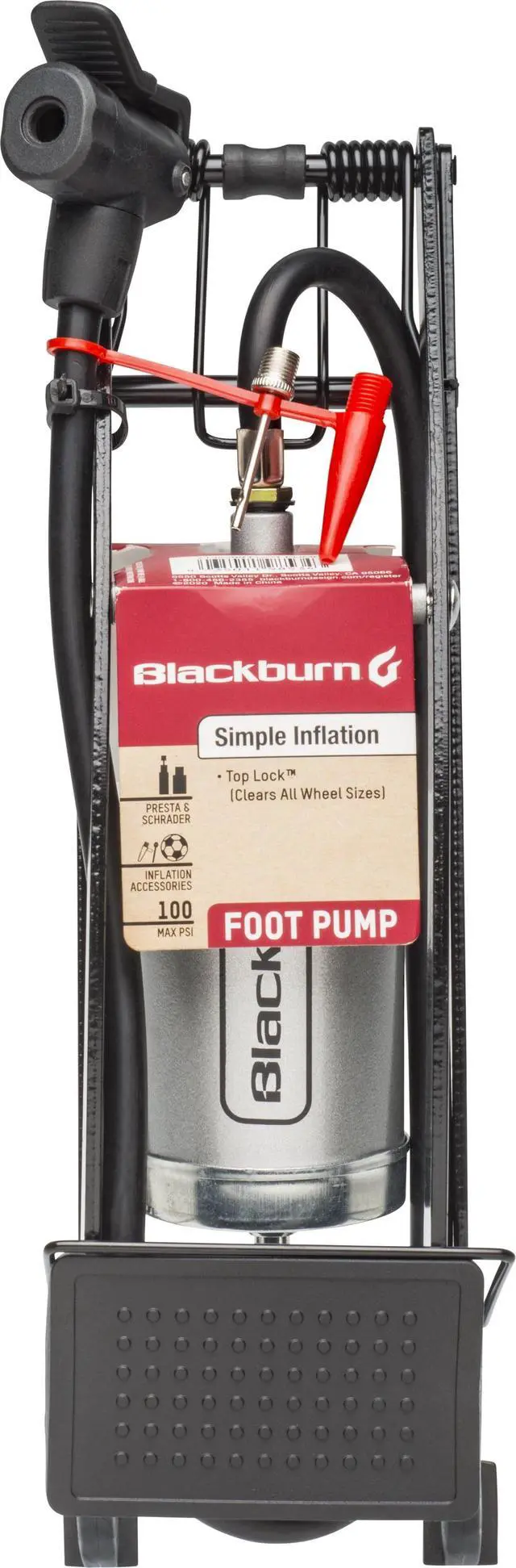 Alt view image 5 of 5 - Blackburn Bicycle Foot Pump with Presta and Schrader Valves, Black