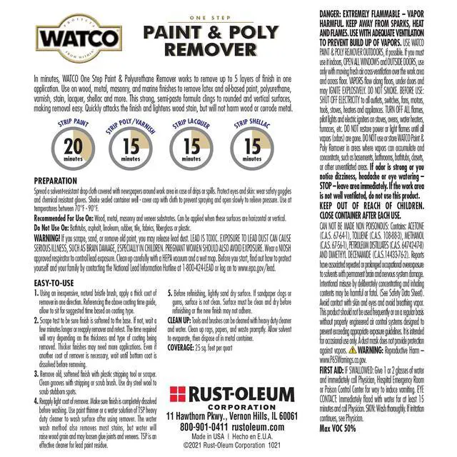 Alt view image 3 of 4 - Watco One Step Paint & Poly Remover 351926 Quart