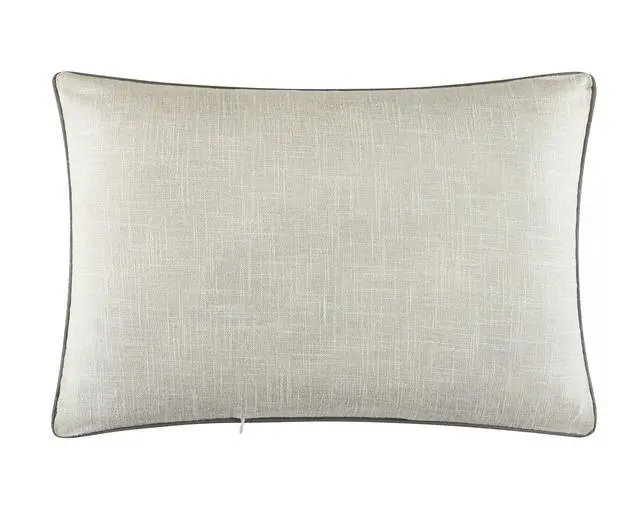 Alt view image 5 of 5 - Mainstays Decorative Pillow, Gray, 14 in x 20 in, Adult, Welcome Home Embroidered Faux Linen