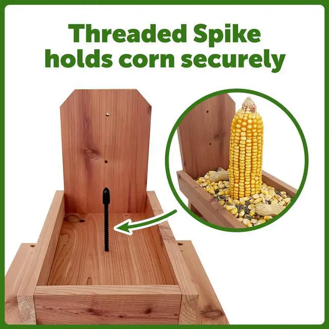 Alt view image 5 of 6 - Pennington Red Cedar Picnic Table Squirrel Feeder, 9"x10"x9", Holds Corn, Nuts and Seeds, 1 Squirrel Feeder Picnic Table