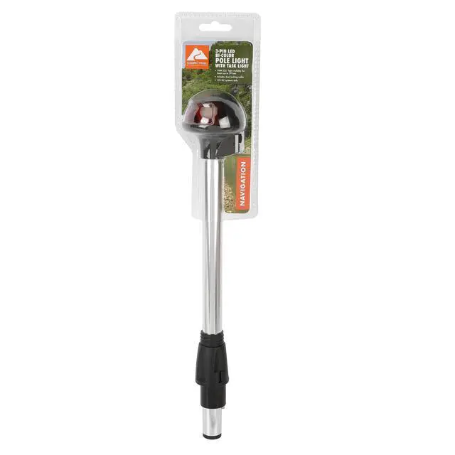 Alt view image 4 of 5 - Ozark Trail 3 Pin Marine Red and Green Bi-Color Boat Pole Bow Light with Task Light