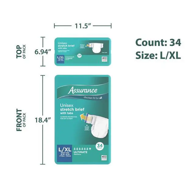 Alt view image 3 of 7 - Assurance Unisex Stretch Briefs with Tabs, 34 Count, Size L/XL