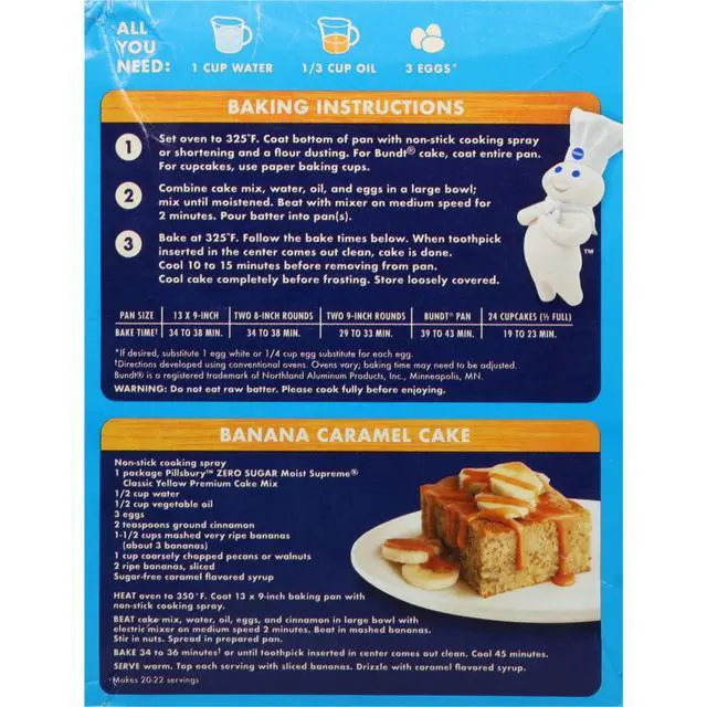 Alt view image 6 of 6 - Pillsbury Zero Sugar Moist Supreme Yellow Premium Cake Mix, 16 oz Box (2 Pack)