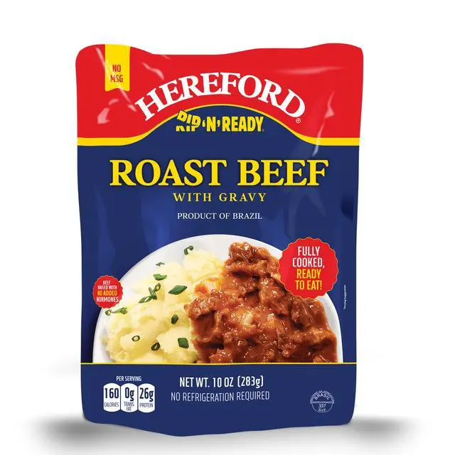 Alt view image 5 of 7 - Hereford Fully Cooked Roast Beef with Gravy, Shelf Stable Pouch, 10 oz (3 Pack)