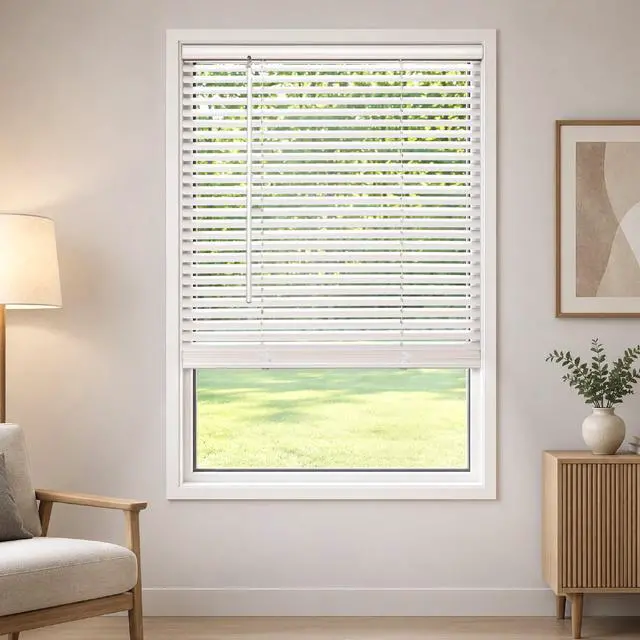 Main image of Mainstays Cordless Vinyl Light Filtering Mini Blinds, 1 in, White, 27 in W x 64 in L
