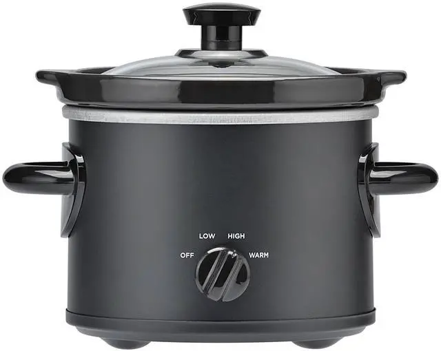 Main image of Mainstays 2-Quart Round Slow Cooker with Glass Lid and Matte Black Finish