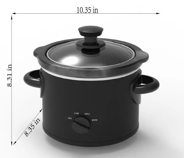 Alt view image 5 of 6 - Mainstays 2-Quart Round Slow Cooker with Glass Lid and Matte Black Finish