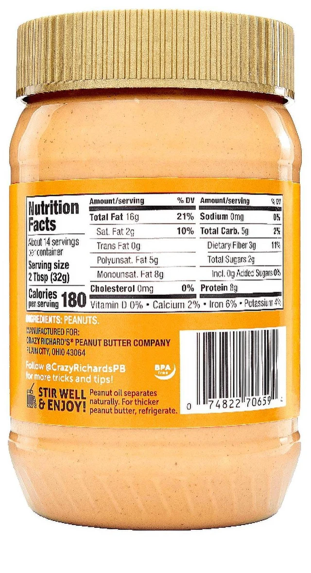 Alt view image 3 of 6 - Crazy Richard's Cruncy Peanut Butter 16oz, 6 Pack