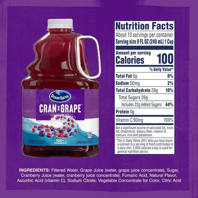 Alt view image 3 of 5 - Ocean Spray® Cran-Grape® Cranberry Grape Juice Drink, 101.4 fl oz Bottle (Pack of 3)