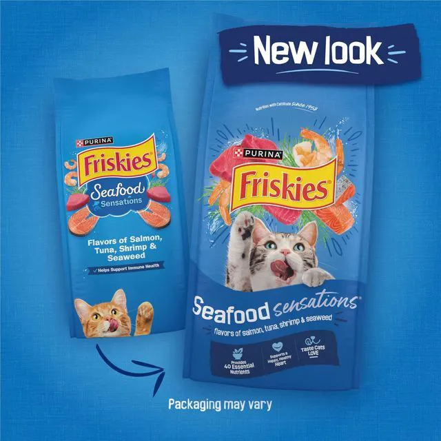 Alt view image 2 of 5 - Purina Friskies Seafood Sensations Dry Cat Food with Salmon, Tuna and Shrimp Flavors, 3.15 lb Bag