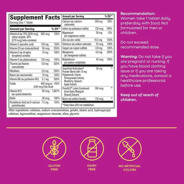 Alt view image 2 of 4 - Nature's Way Alive! Women's 50+ Complete Daily Multivitamin Tablets with B-Vitamins, 50 Count