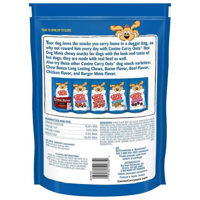 Alt view image 2 of 6 - Canine Carry Outs Hot Dog Minis Dog Treats, 22.5 oz Bag