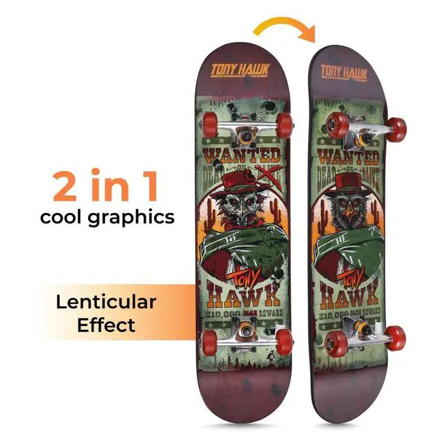 Alt view image 2 of 6 - Tony Hawk Wanted Hawk Lenticular 31" Skateboard with 52mm Wheels
