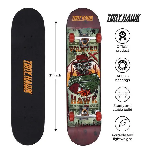 Alt view image 3 of 6 - Tony Hawk Wanted Hawk Lenticular 31" Skateboard with 52mm Wheels
