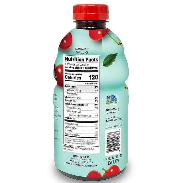 Alt view image 2 of 6 - Antioxidant Solutions Tart Cherry Juice, Not from Concentrate, 32 fl oz (6 Pack)