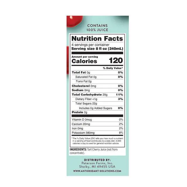 Alt view image 6 of 6 - Antioxidant Solutions Tart Cherry Juice, Not from Concentrate, 32 fl oz (6 Pack)