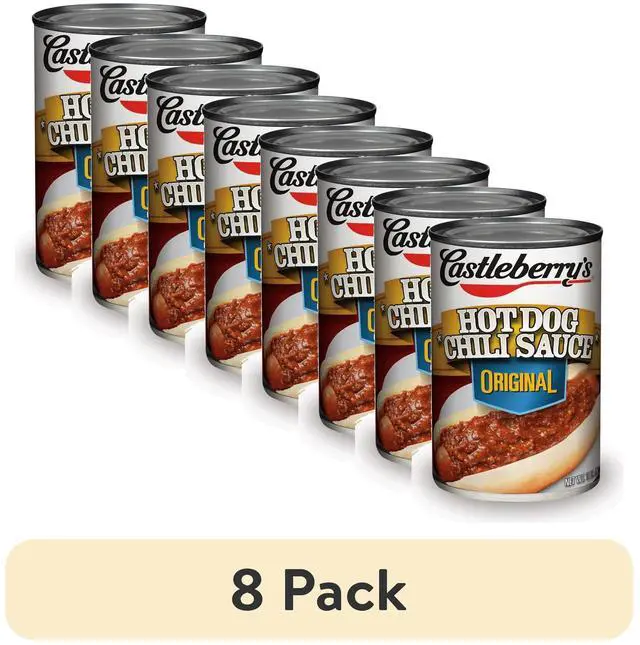 Main image of Castleberry's Hot Dog Chili Sauce Original, 10 oz Can, 8 Pack Classic Chili Dog Topping for Fast Family Meals