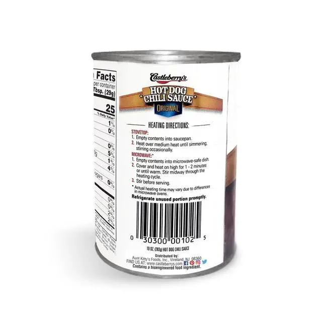Alt view image 2 of 6 - Castleberry's Hot Dog Chili Sauce Original, 10 oz Can, 8 Pack Classic Chili Dog Topping for Fast Family Meals