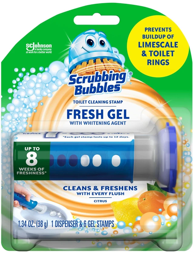 Main image of Scrubbing Bubbles Fresh Gel Toilet Bowl Cleaner & Whitener, Citrus, 6 Count