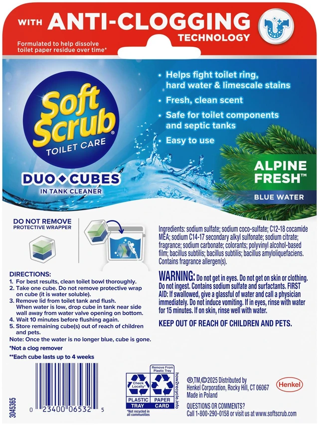 Alt view image 4 of 7 - Soft Scrub in-Tank Toilet Cleaner Duo-Cubes, Alpine Fresh, 4Count