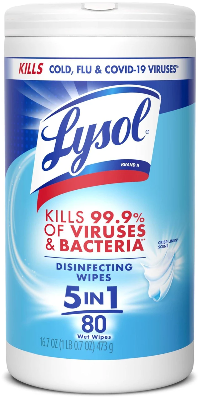 Main image of Lysol Disinfecting Wipes, Multi-Surface Cleaner, Crisp Linen, 80 Count