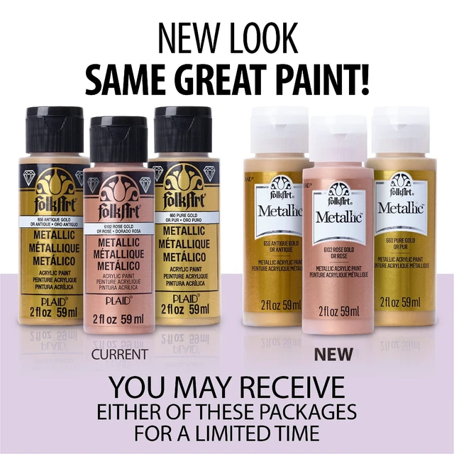 Alt view image 7 of 7 - FolkArt Metallic Acrylic Paint, Sashara Gold, 2 oz, 577