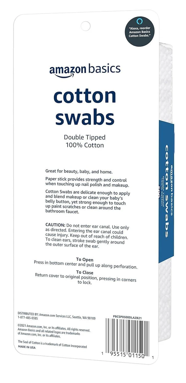 Alt view image 4 of 6 - Amazon Basics Double-Tipped Cotton Swabs, 500 Count, for Personal Hygiene and Baby Care, Versatile, Baby Safe