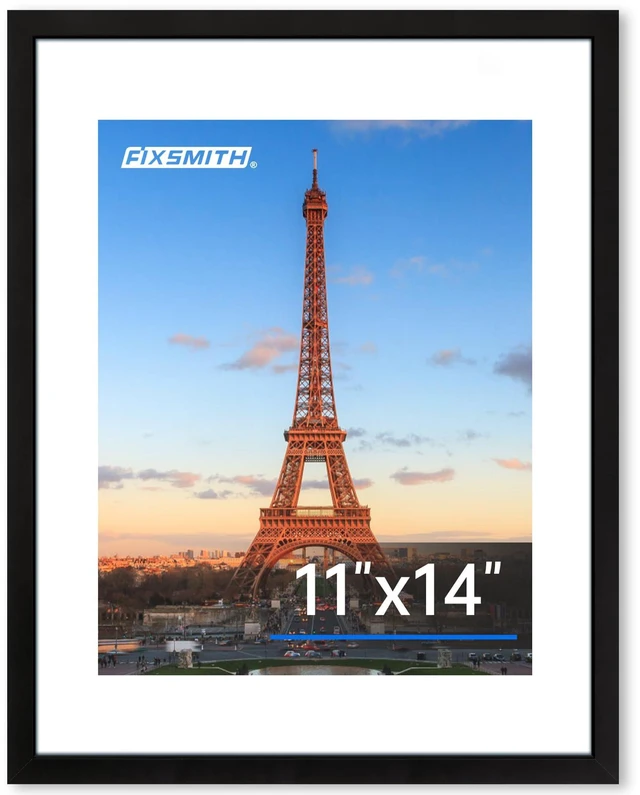 Main image of FIXSMITH 11x14 Picture Frame 1 Pack, HD Plexiglass, Black, for 8x10 with Mat or 11x14 Without Mat, Gallery Wall Decor