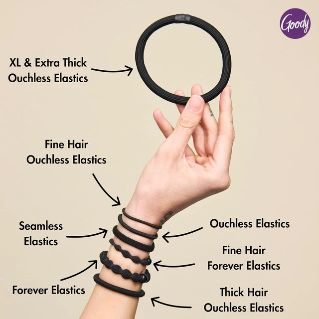 Alt view image 2 of 4 - Goody Ouchless Hair Elastics 15 Count, Black, Tangle-Free Ponytail Holders for Thick, Curly, Coily & Textured Hair