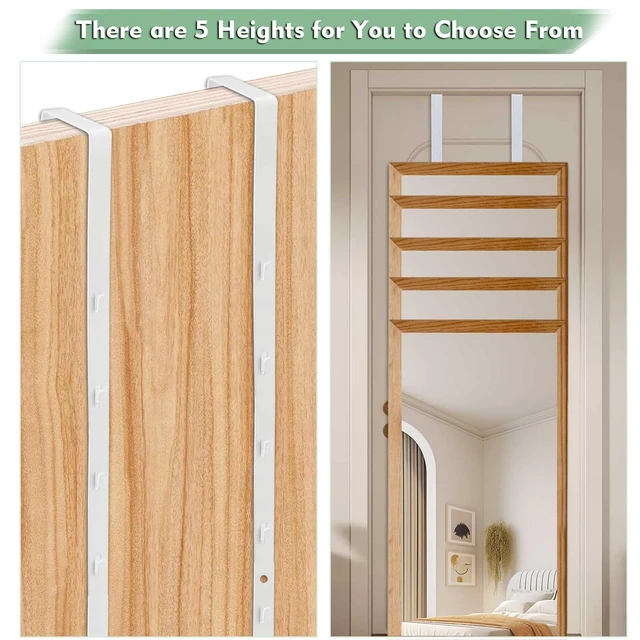 Alt view image 2 of 7 - Over-the-Door Mirror Hanger Set, Adjustable with Protective Lining, 2 Pack Door Brackets, Perfect Height and Fit, Mirror Not Included, White
