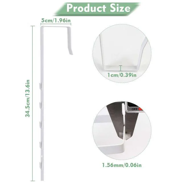 Alt view image 7 of 7 - Over-the-Door Mirror Hanger Set, Adjustable with Protective Lining, 2 Pack Door Brackets, Perfect Height and Fit, Mirror Not Included, White