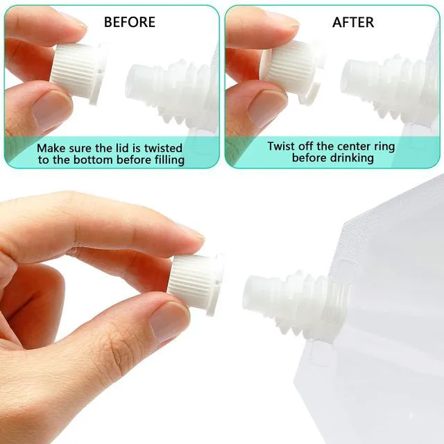 Alt view image 6 of 6 - 20 Pcs Plastic Liquor Flasks with Funnel, 16oz, Reusable Travel Drinking Alcohol Flask Pouch, Concealable Cruise Pouch