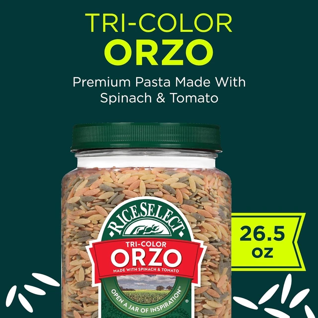 Alt view image 6 of 6 - RiceSelect Tri-Color Orzo Rice-Shaped Pasta, Spinach and Tomato Flavored