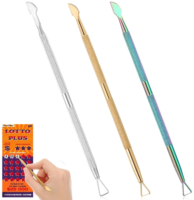 Main image of 3 Pcs Metal Lotto Scratcher Label Scraper Lottery Ticket Tool, Multi Use Scraping Backscratcher for Gift Cards