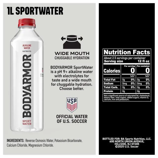 Alt view image 5 of 6 - BODYARMOR SportWater 1L (6 Pack) High Alkaline Water with Electrolytes