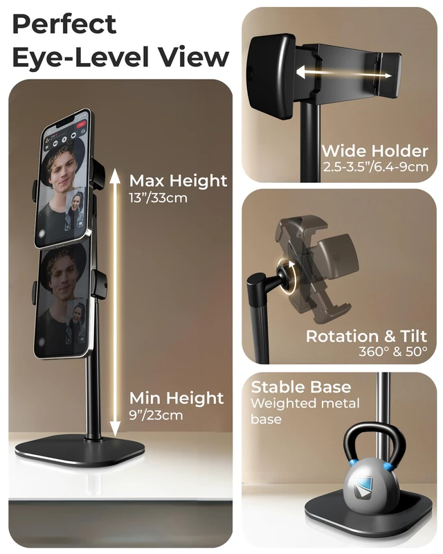 Alt view image 4 of 6 - COOPER ChatStand Sturdy Cell Phone Holder, Desk Stand for iPhone, Recording