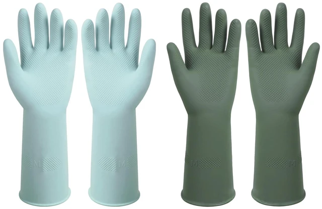 Main image of Reusable Dishwashing Rubber Gloves, 2 Pairs, Non-Slip Long-Lasting Cleaning Gloves for Washing Dishes