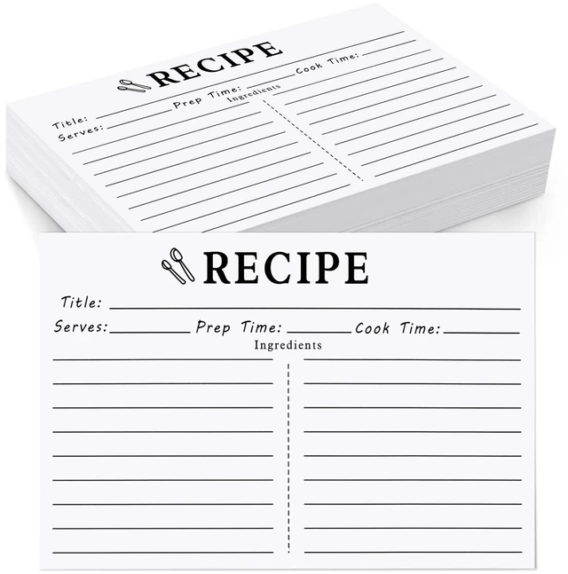 Main image of 100 Blank Recipe Cards, 3x5, Double Sided, White, for Bridal Shower and Wedding